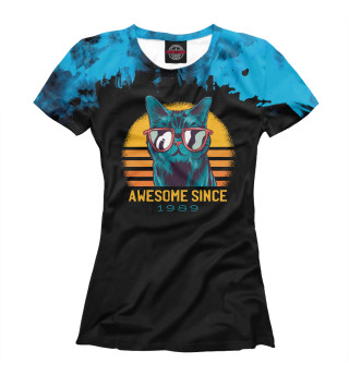 Женская футболка AWESOME CAT SINCE 1989