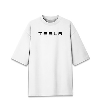 Женская Хлопковая футболка оверсайз Tesla