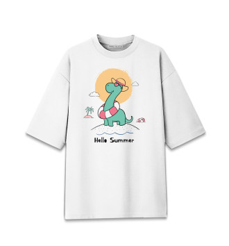 Мужская Хлопковая футболка оверсайз Динозавры