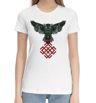 Женская Хлопковая футболка Сова с символом Молвинец