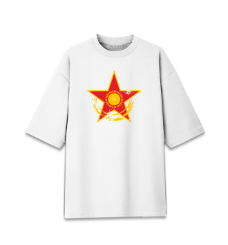 Мужская Хлопковая футболка оверсайз Звезда - Казахстан