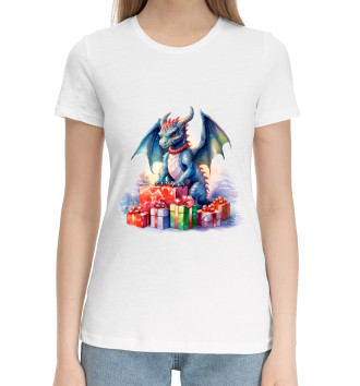 Женская Хлопковая футболка Дракон с подарками