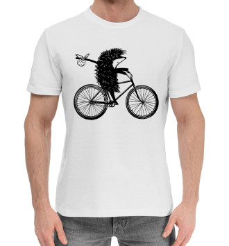 Мужская Хлопковая футболка Ежик на велосипеде