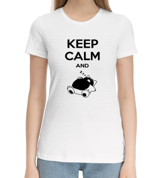 Женская Хлопковая футболка Keep calm and zzz funny