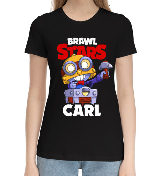 Женская Хлопковая футболка Brawl Stars, Carl