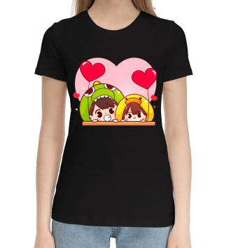 Женская Хлопковая футболка Сердечки