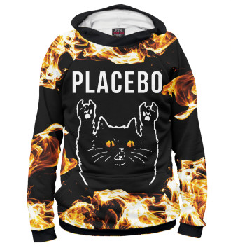 Худи для девочек Placebo Рок Кот и Огонь