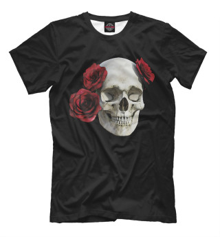 Мужская футболка Череп с розами