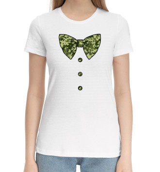 Женская Хлопковая футболка Галстук бабочка