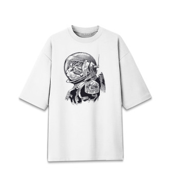Женская Хлопковая футболка оверсайз Space Cat