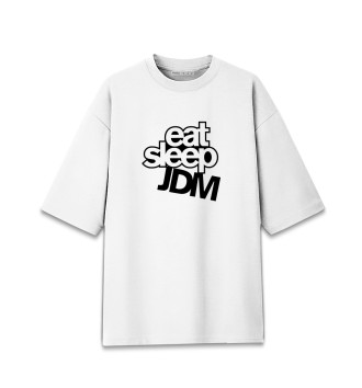 Женская Хлопковая футболка оверсайз Eat Sleep JDM