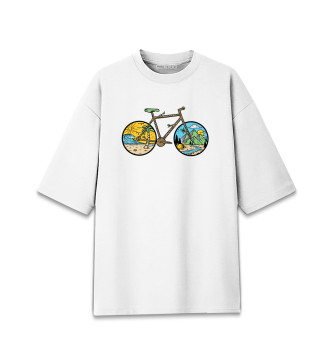 Женская Хлопковая футболка оверсайз Велосипед