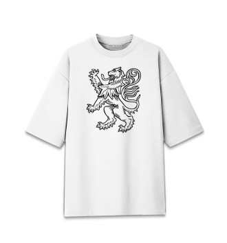 Мужская Хлопковая футболка оверсайз Лев - герб