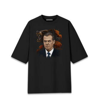 Мужская Хлопковая футболка оверсайз Дмитрий Медведев с медведем