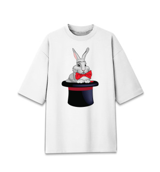 Женская Хлопковая футболка оверсайз Кролик в шляпе