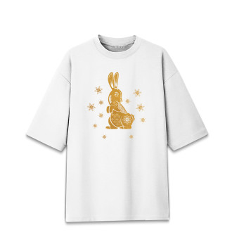 Мужская Хлопковая футболка оверсайз Золотой кролик