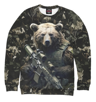 Мужской Свитшот Медведь солдат с винтовкой