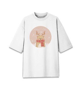 Хлопковая футболка оверсайз для девочек Merry Christmas