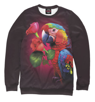 Свитшот для девочек Попугай ара с цветами