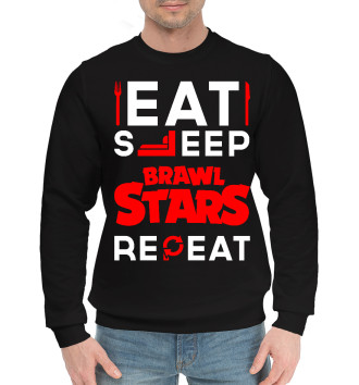 Мужской Хлопковый свитшот Eat Sleep Brawl Stars Repeat красный