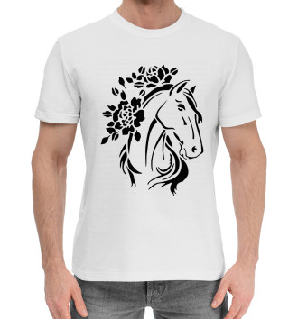 Мужская Хлопковая футболка Лошадь