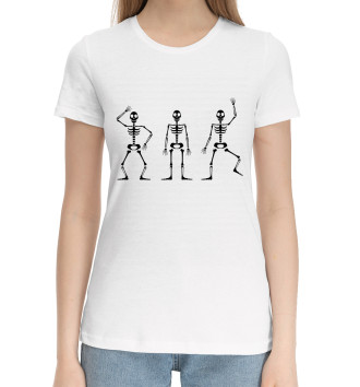 Женская Хлопковая футболка Скелеты