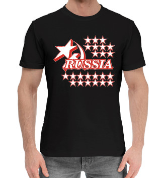 Мужская Хлопковая футболка Russia (звёзды)