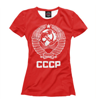 Женская Футболка Герб СССР (красный фон)