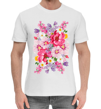 Мужская Хлопковая футболка Полевые цветы