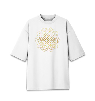 Мужская Хлопковая футболка оверсайз Буддийский Символ Удачи