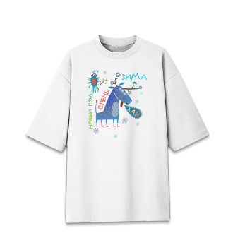 Хлопковая футболка оверсайз для девочек Олень