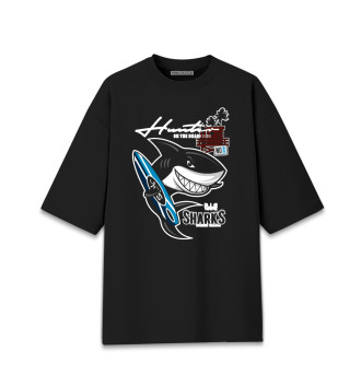 Женская Хлопковая футболка оверсайз Sharks