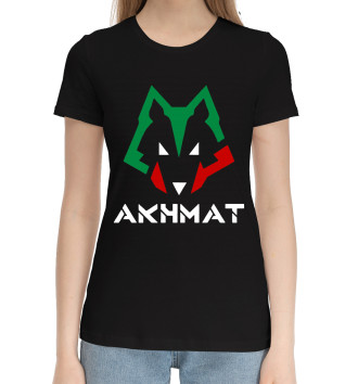 Женская Хлопковая футболка Ахмат волк