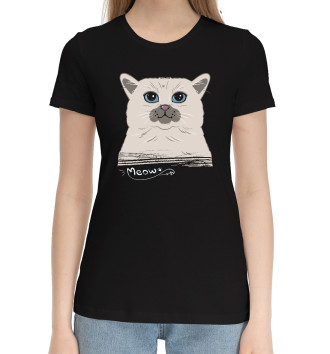 Женская Хлопковая футболка Кот Meow