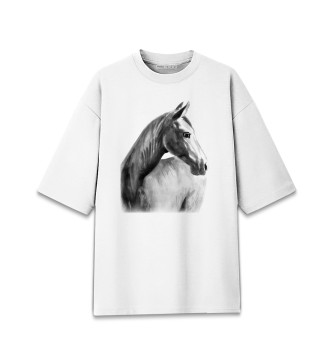 Женская Хлопковая футболка оверсайз Мечтательный конь