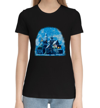 Женская Хлопковая футболка Сказочный снегопад