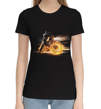 Женская Хлопковая футболка Fire biker
