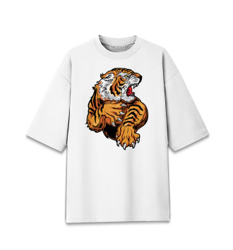 Мужская Хлопковая футболка оверсайз Тигры