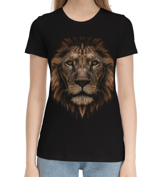 Женская Хлопковая футболка Лев царь