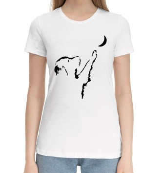 Женская Хлопковая футболка Лунный Пес