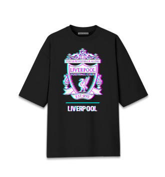 Женская Хлопковая футболка оверсайз Liverpool FC Glitch