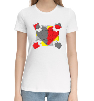 Женская Хлопковая футболка Головоломка Пазл - сердце
