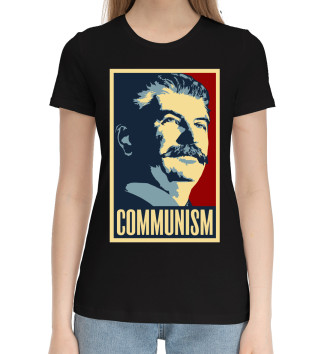Женская Хлопковая футболка Сталин коммунизм арт