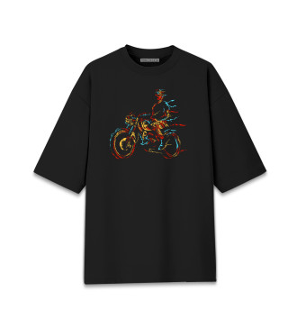 Женская Хлопковая футболка оверсайз Мотоциклист