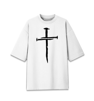 Женская Хлопковая футболка оверсайз Крест из гвоздей