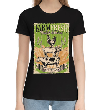 Женская Хлопковая футболка Фермерская свежесть