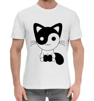 Мужская Хлопковая футболка Yin Yang Meow