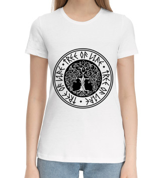 Женская Хлопковая футболка Славянское древо жизни