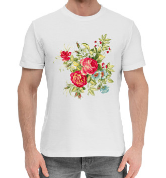 Мужская Хлопковая футболка Садовые цветы