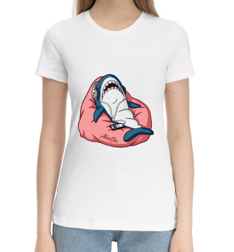 Женская Хлопковая футболка Акула розовая